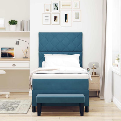 Boxspring bed met matras Donkerblauw 100 x 200 cm Fluweel