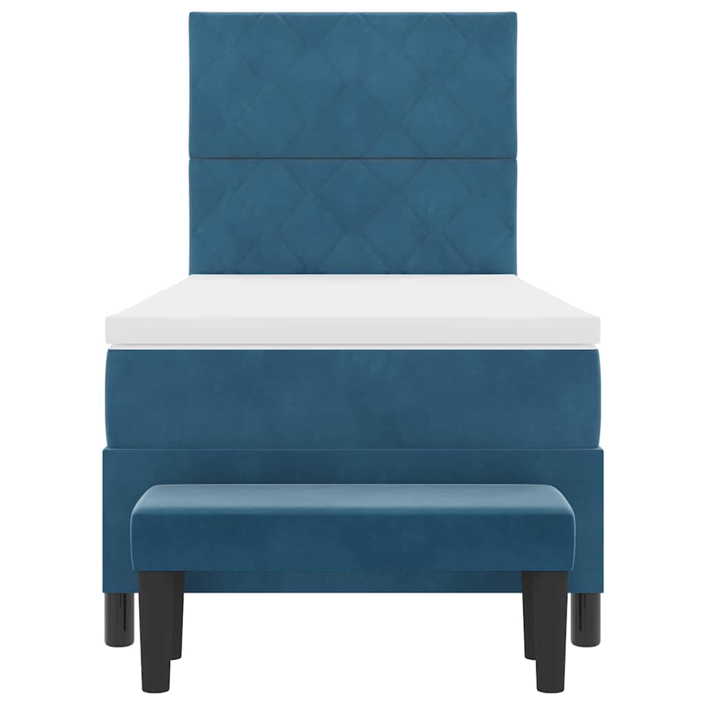 Boxspring bed met matras Donkerblauw 100 x 200 cm Fluweel