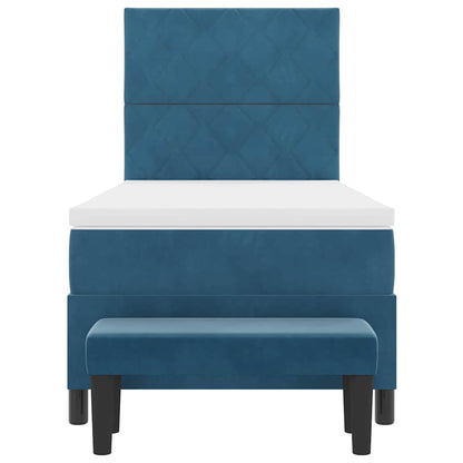 Boxspring bed met matras Donkerblauw 100 x 200 cm Fluweel