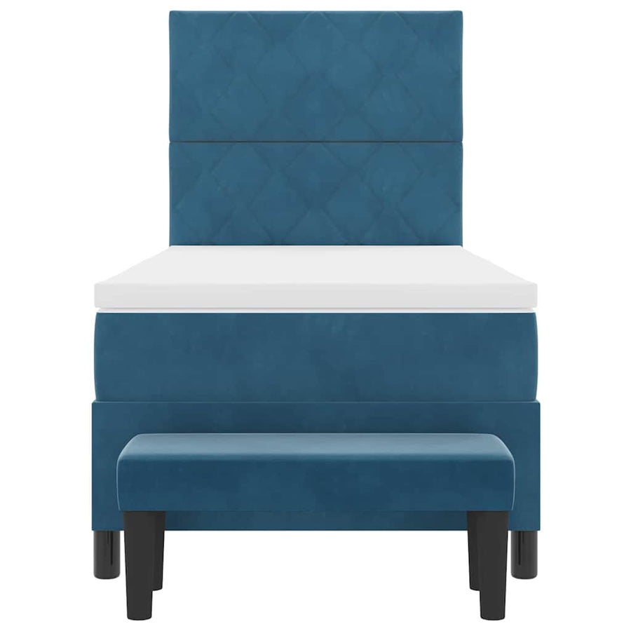 Boxspring bed met matras Donkerblauw 100 x 200 cm Fluweel
