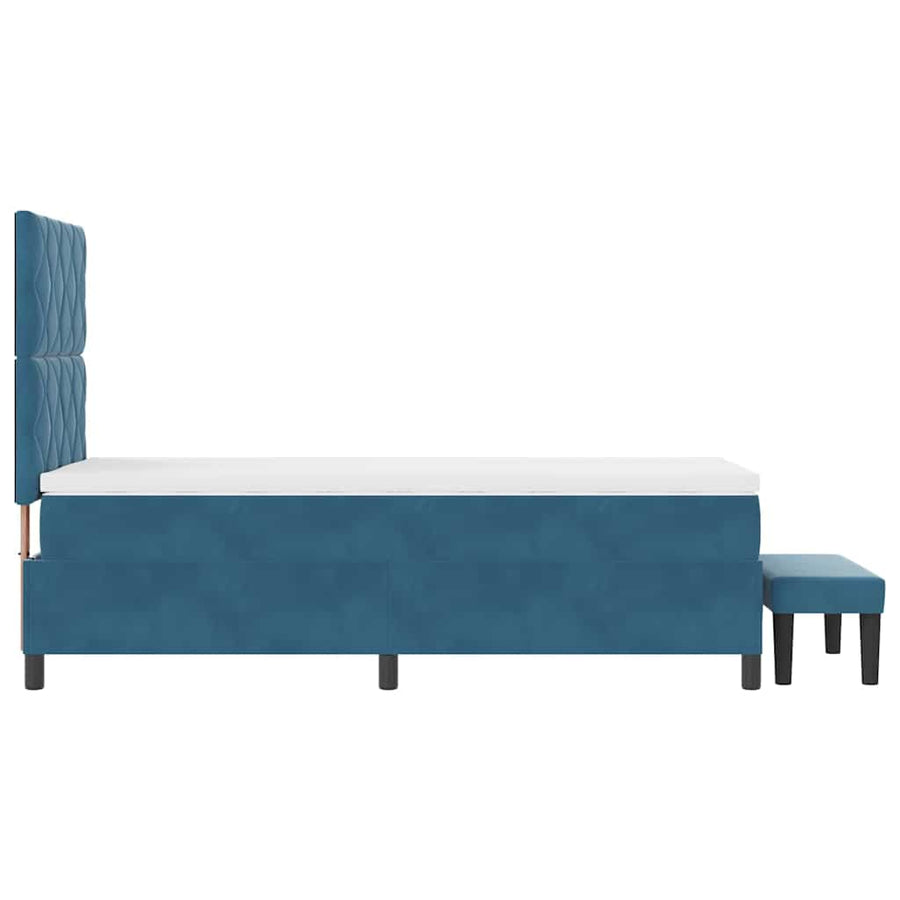 Boxspring bed met matras Donkerblauw 100 x 200 cm Fluweel
