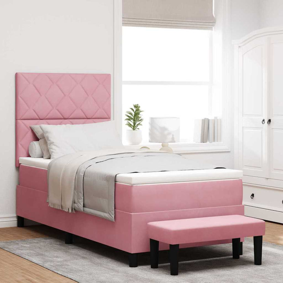 Boxspring bed met kussen Roze 200 x 100 cm Fluweel