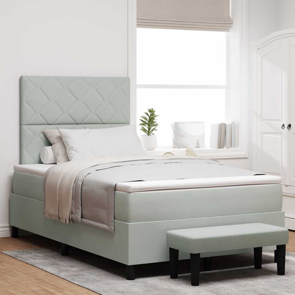 Boxspring bed met hoofdeinde Lichtgrijs 190 x 120 cm Fluweel