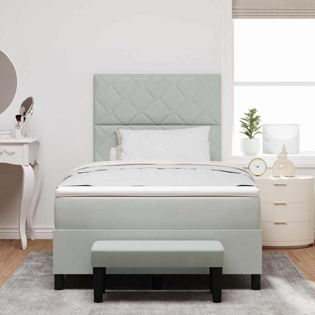 Boxspring bed met hoofdeinde Lichtgrijs 190 x 120 cm Fluweel
