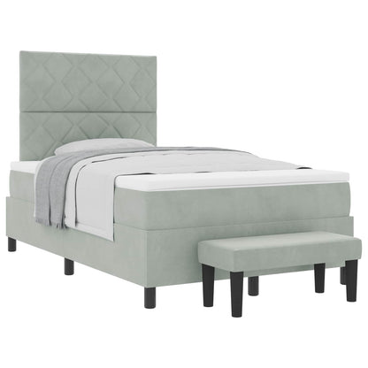 Boxspring bed met hoofdeinde Lichtgrijs 190 x 120 cm Fluweel