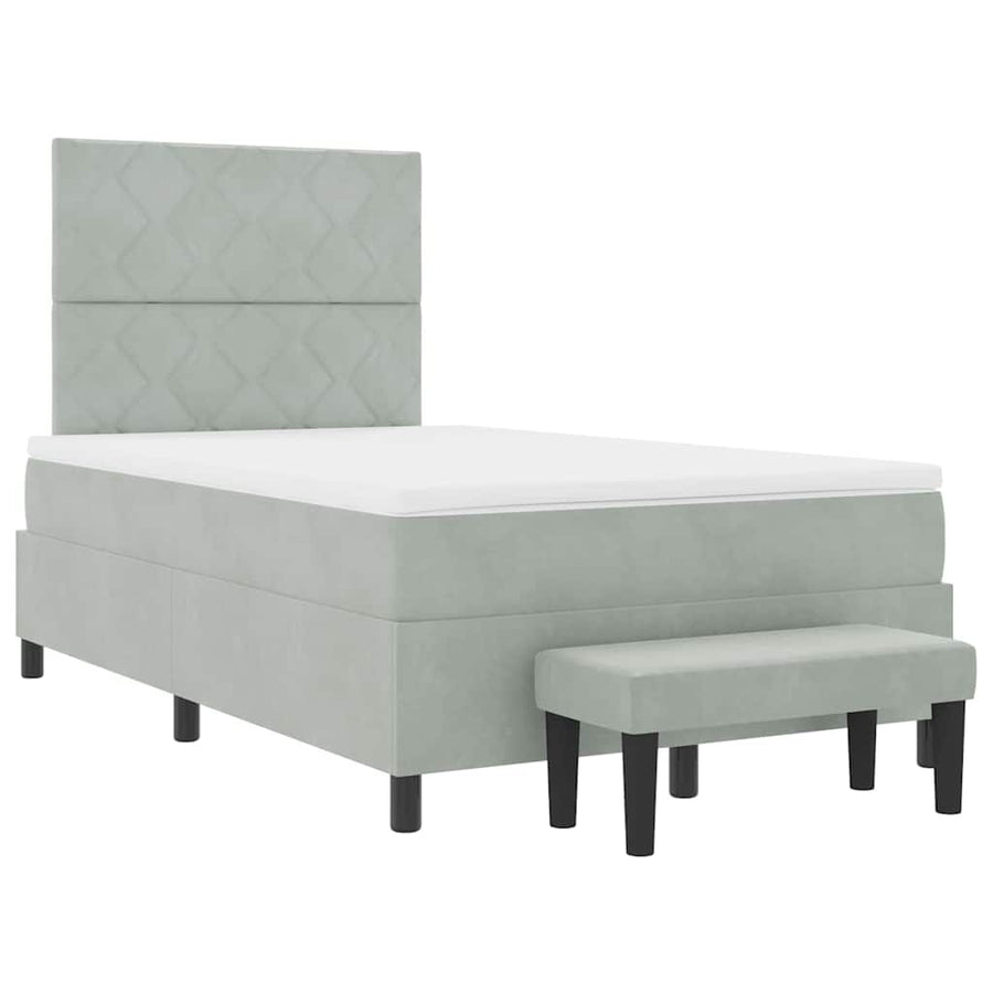 Boxspring bed met hoofdeinde Lichtgrijs 190 x 120 cm Fluweel