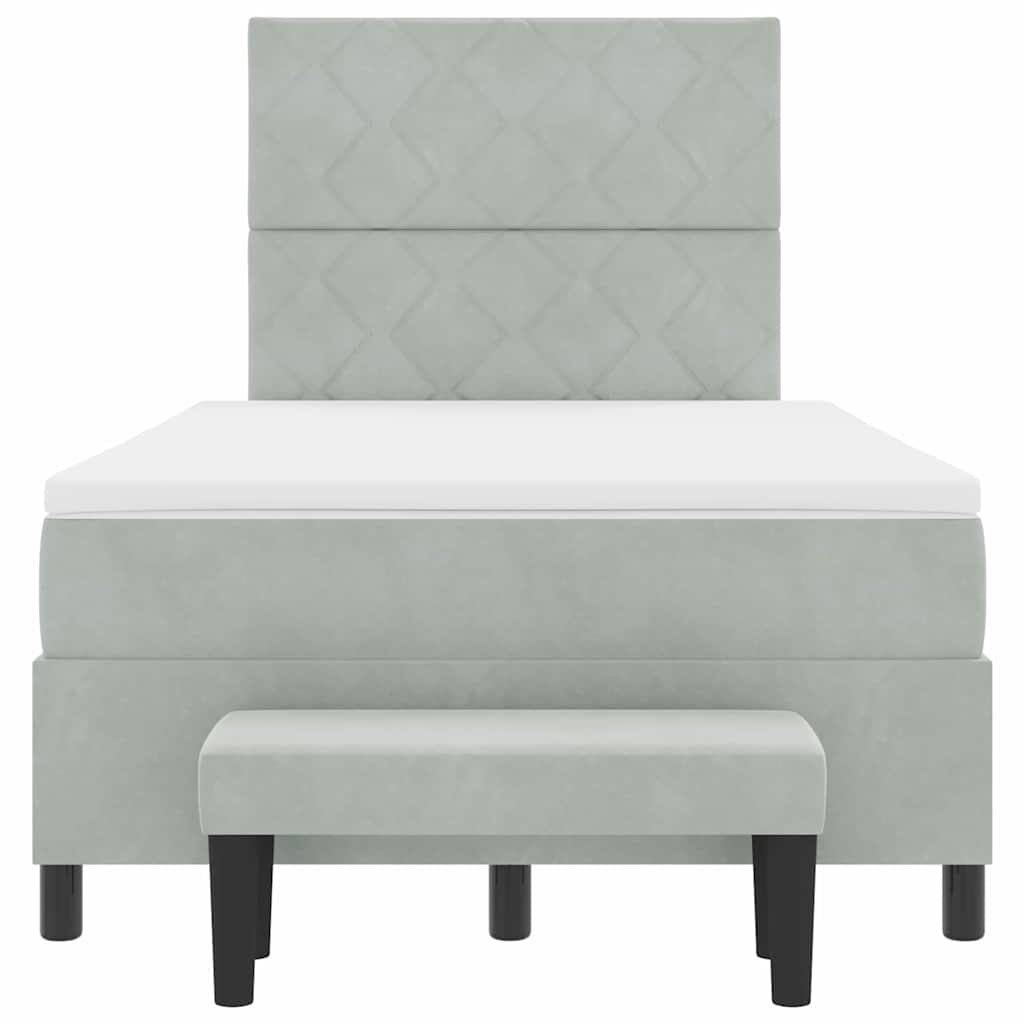 Boxspring bed met hoofdeinde Lichtgrijs 190 x 120 cm Fluweel