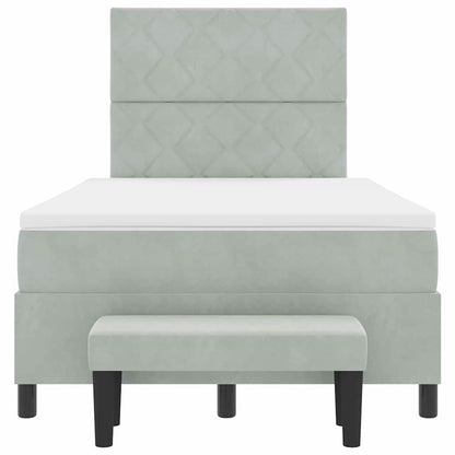 Boxspring bed met hoofdeinde Lichtgrijs 190 x 120 cm Fluweel