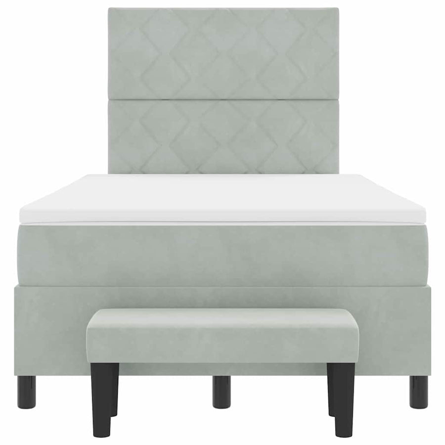 Boxspring bed met hoofdeinde Lichtgrijs 190 x 120 cm Fluweel