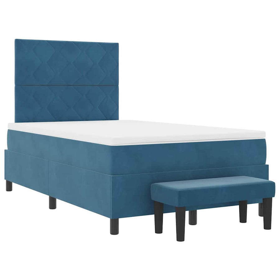 Boxspring bed met matras Donkerblauw 120 x 190 cm Fluweel