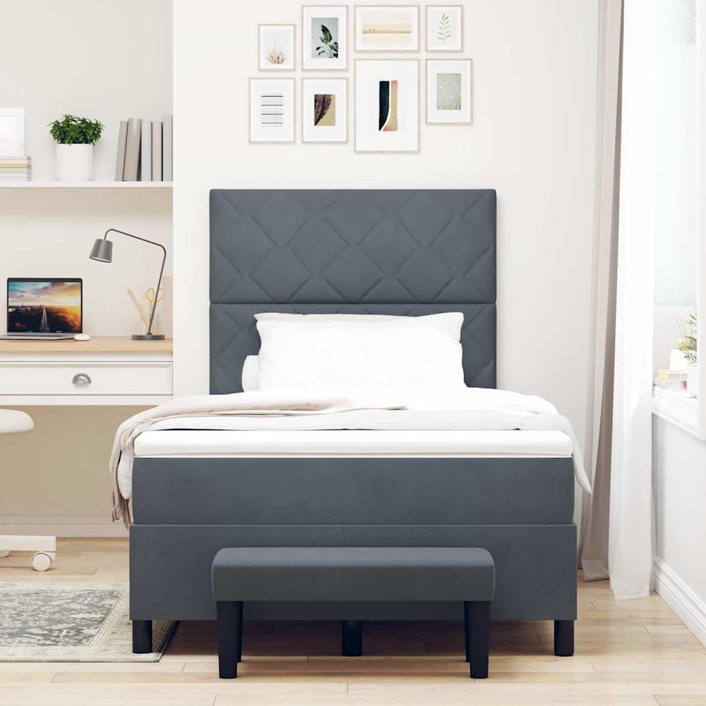 Boxspring bed met hoofdeinde Donkergrijs 200 x 120 cm Fluweel