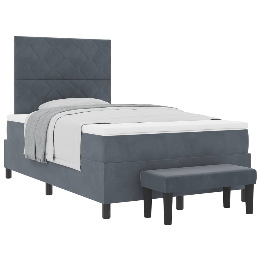 Boxspring bed met hoofdeinde Donkergrijs 200 x 120 cm Fluweel