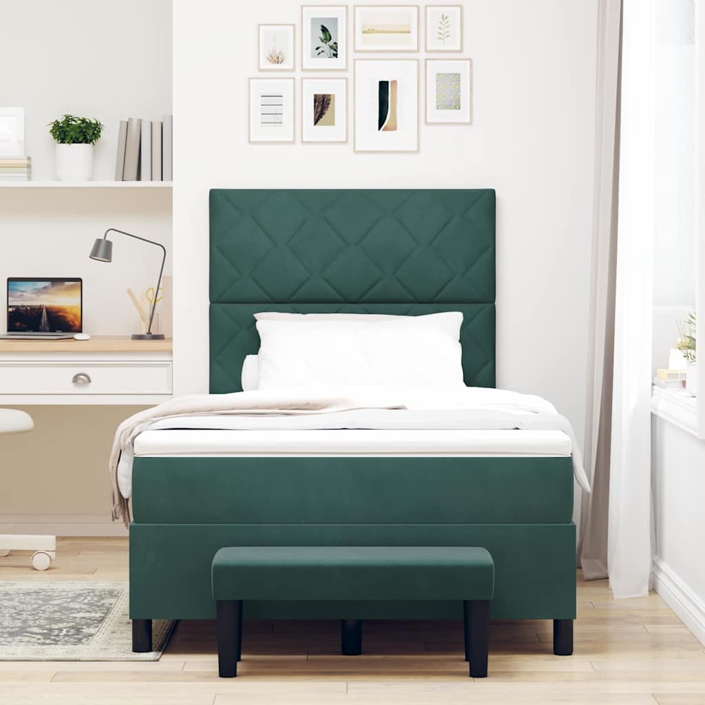 Boxspring bed met kussen Donkergroen 200 x 120 cm Fluweel