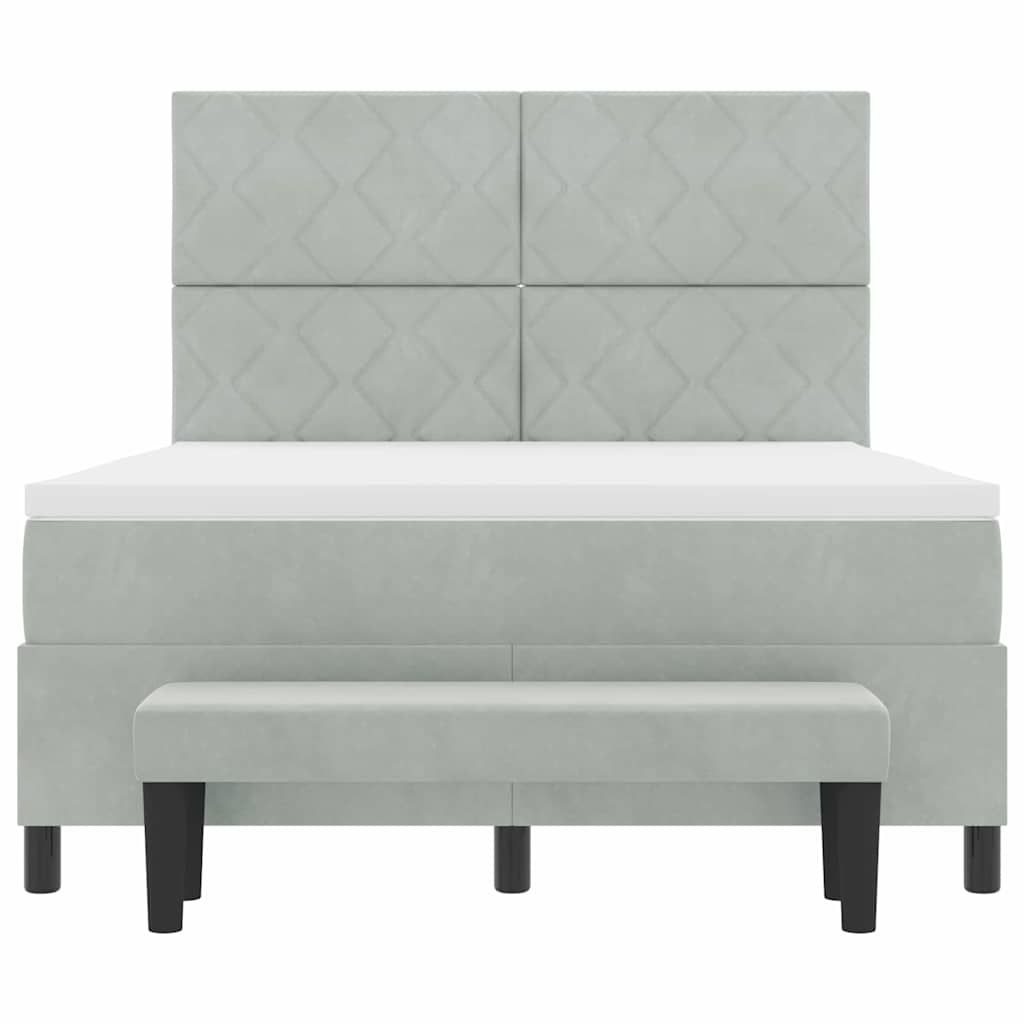 Boxspring bed met matras Lichtgrijs 140 x 190 cm Fluweel