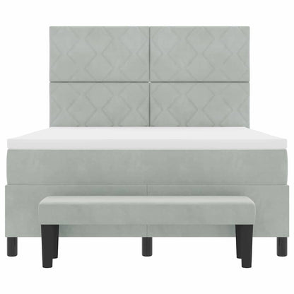 Boxspring bed met matras Lichtgrijs 140 x 190 cm Fluweel