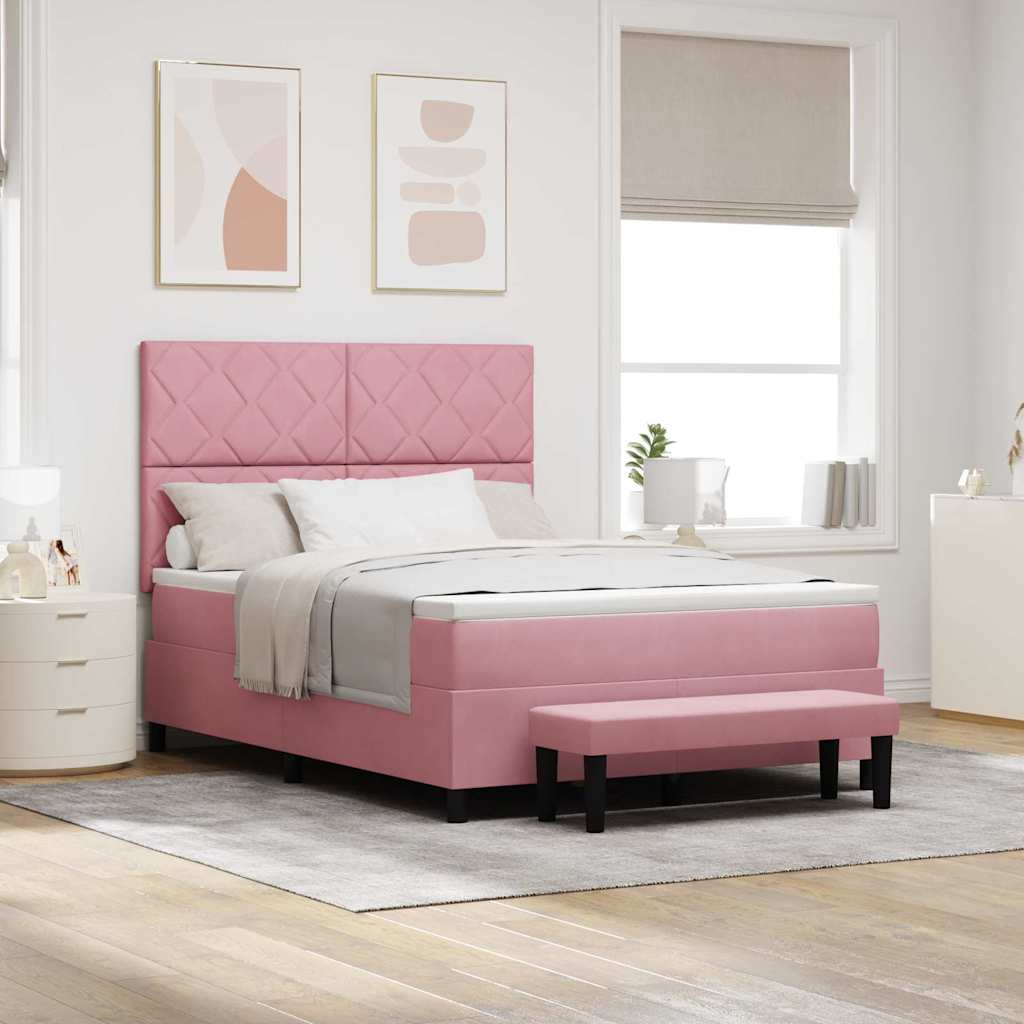 Boxspring bed met hoofdeinde Roze 190 x 140 cm Fluweel