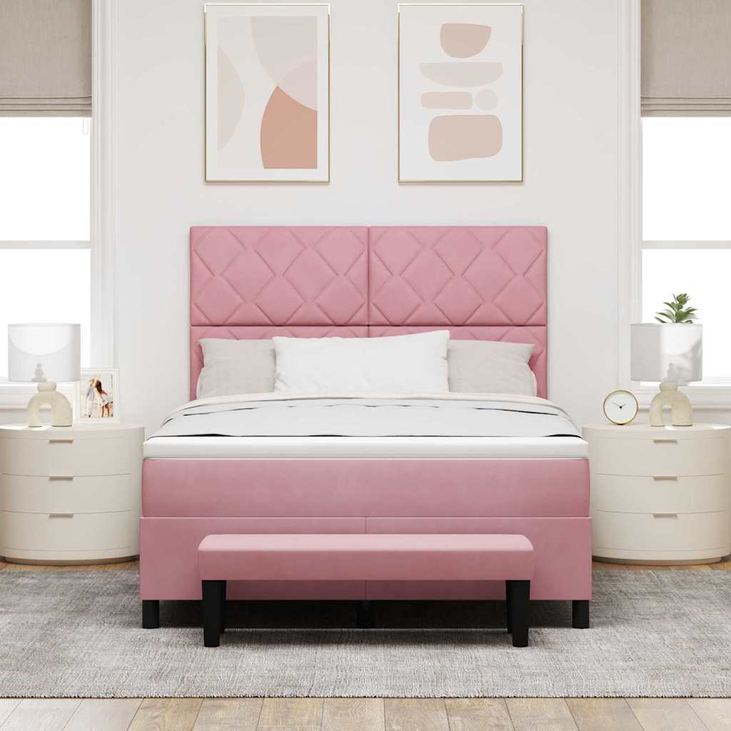 Boxspring bed met hoofdeinde Roze 190 x 140 cm Fluweel