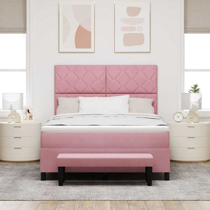 Boxspring bed met hoofdeinde Roze 190 x 140 cm Fluweel