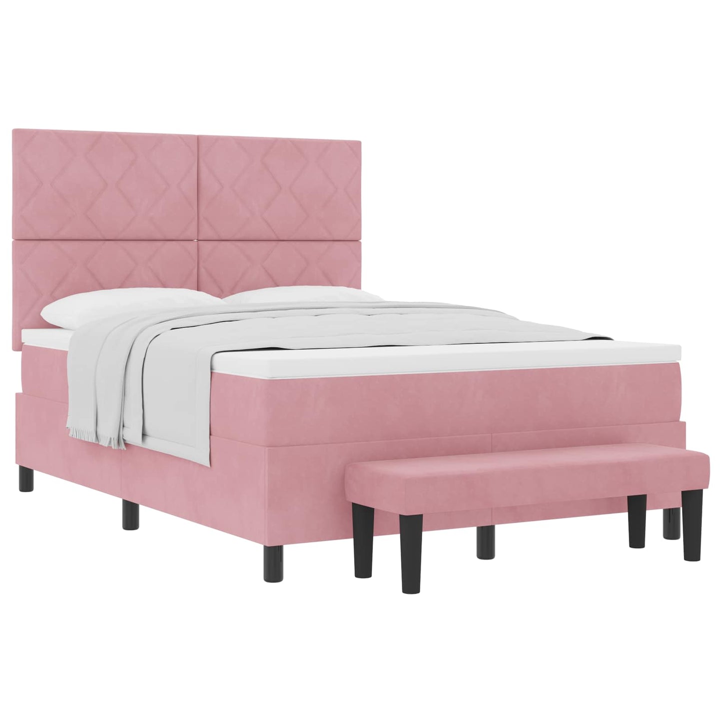 Boxspring bed met hoofdeinde Roze 190 x 140 cm Fluweel