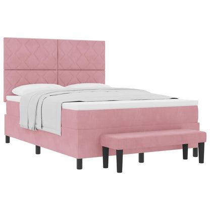 Boxspring bed met hoofdeinde Roze 190 x 140 cm Fluweel
