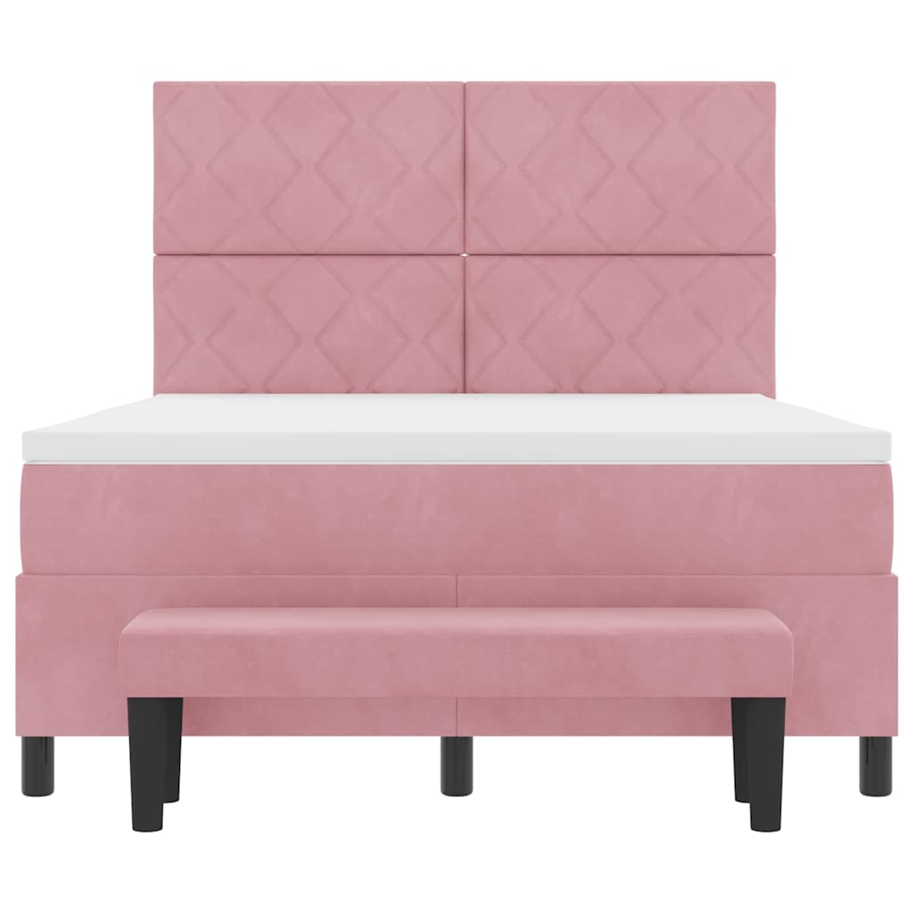 Boxspring bed met hoofdeinde Roze 190 x 140 cm Fluweel