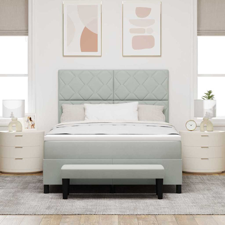 Boxspring bed met matras Lichtgrijs 140 x 200 cm Fluweel