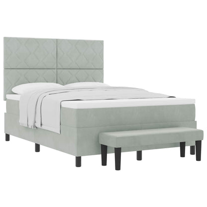 Boxspring bed met matras Lichtgrijs 140 x 200 cm Fluweel