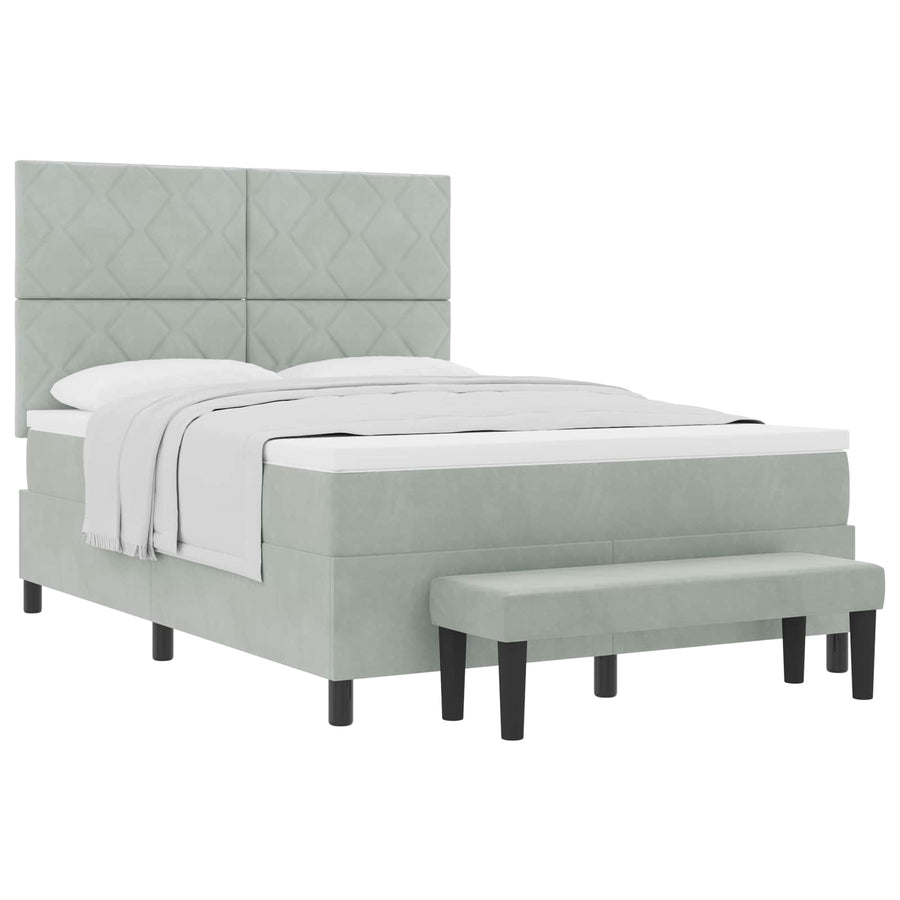 Boxspring bed met matras Lichtgrijs 140 x 200 cm Fluweel