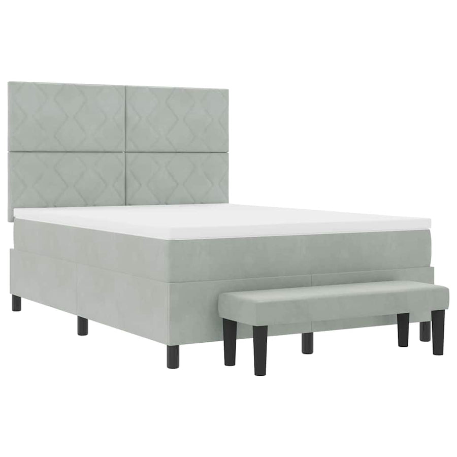 Boxspring bed met matras Lichtgrijs 140 x 200 cm Fluweel