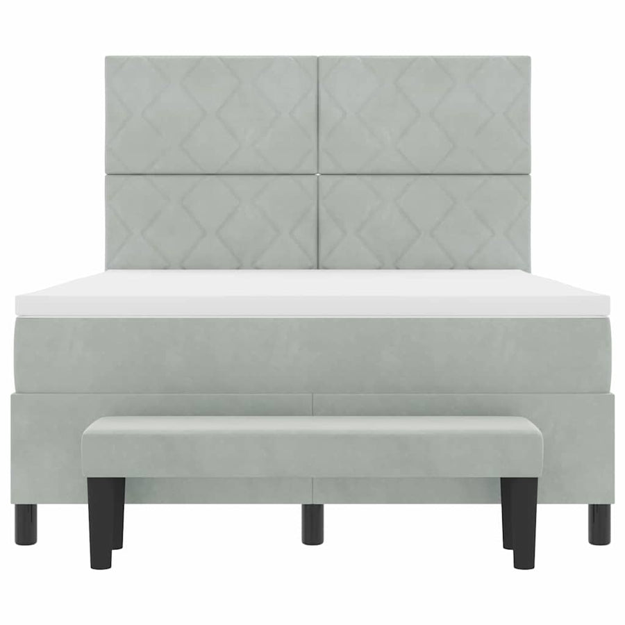 Boxspring bed met matras Lichtgrijs 140 x 200 cm Fluweel