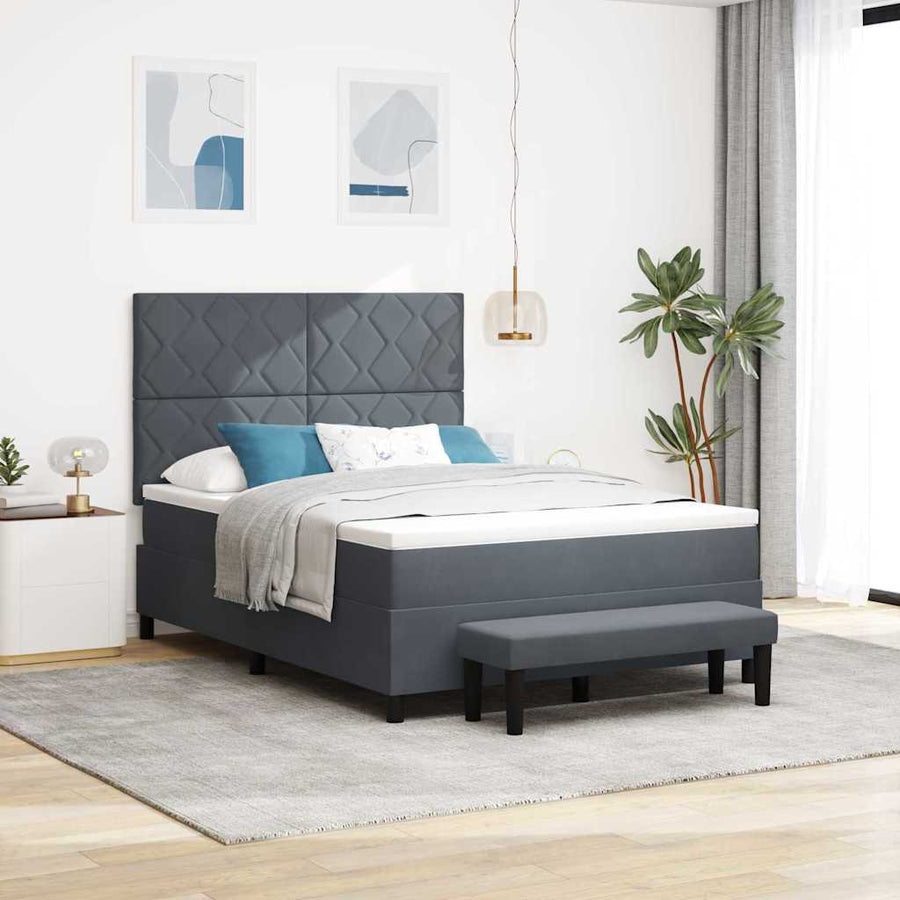 Boxspring bed met hoofdeinde Donkergrijs 200 x 140 cm Fluweel