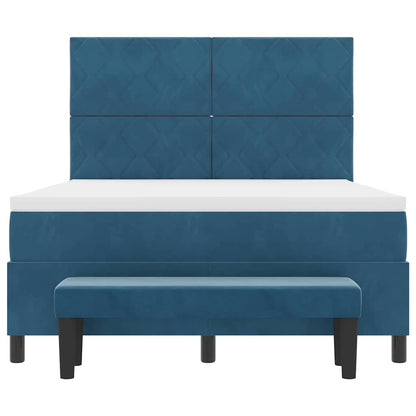Boxspring bed met hoofdeinde Donkerblauw 200 x 140 cm Fluweel