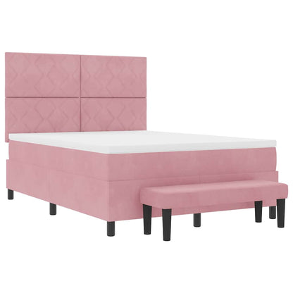 Boxspring bed met kussen Roze 200 x 140 cm Fluweel