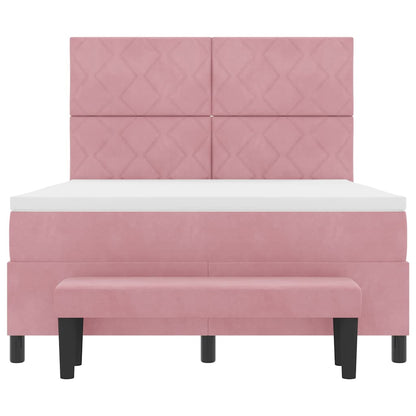 Boxspring bed met kussen Roze 200 x 140 cm Fluweel