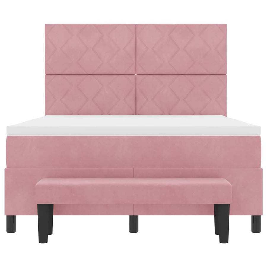 Boxspring bed met kussen Roze 200 x 140 cm Fluweel