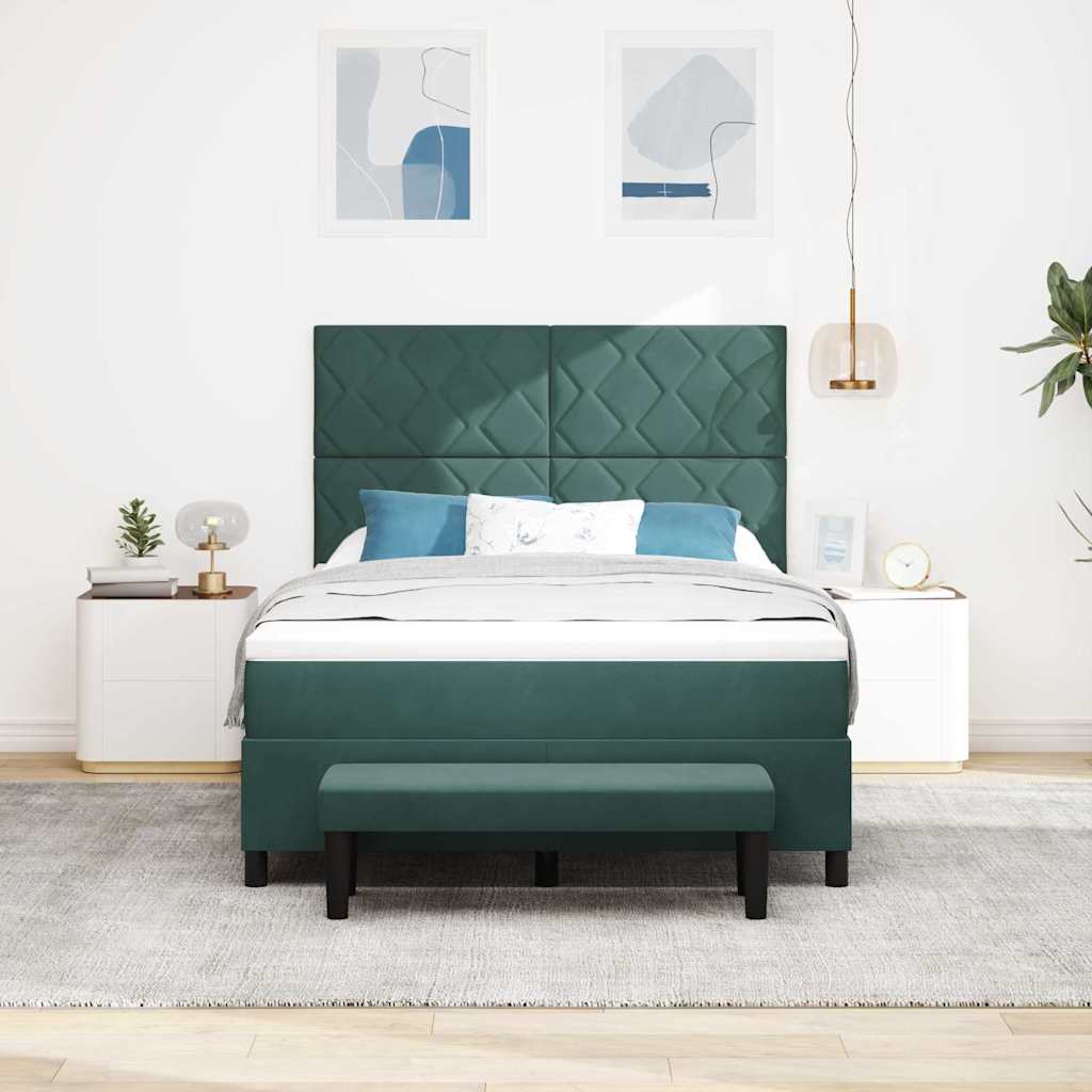 Boxspring bed met hoofdeinde Donkergroen 200 x 160 cm Fluweel