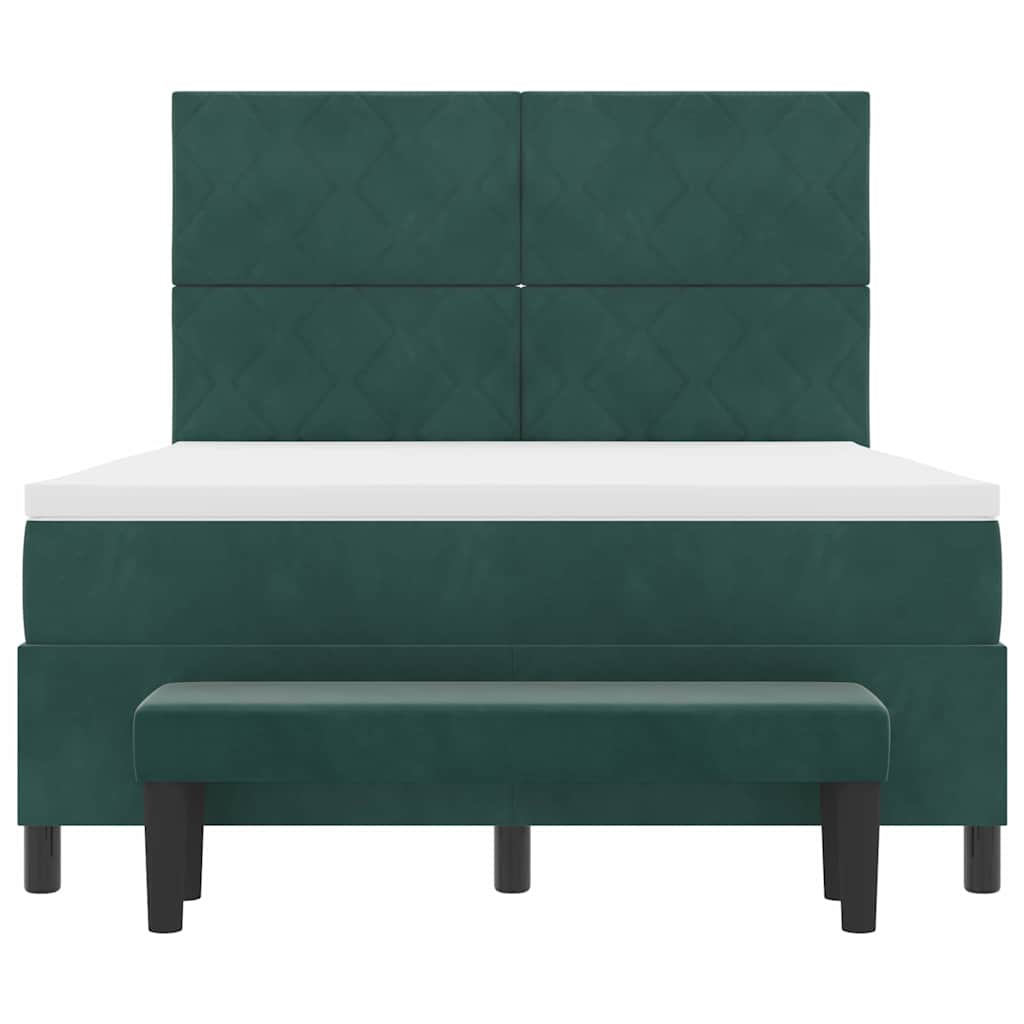 Boxspring bed met hoofdeinde Donkergroen 200 x 160 cm Fluweel