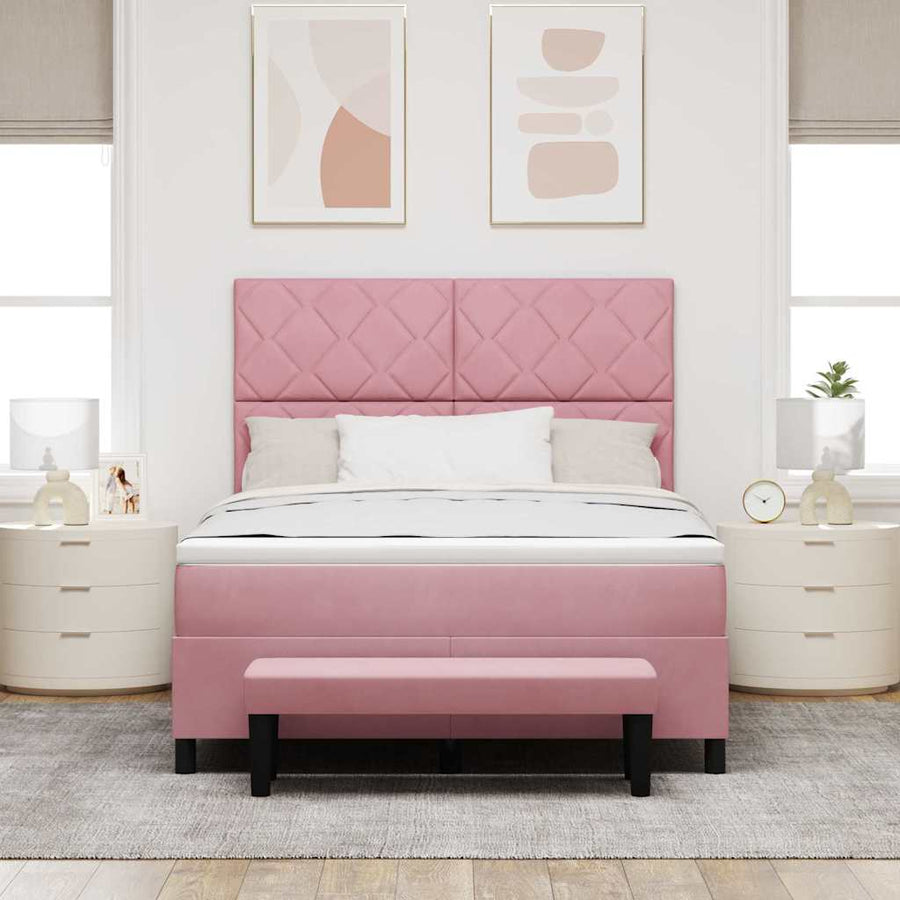 Boxspring bed met hoofdeinde Roze 200 x 160 cm Fluweel