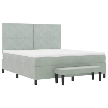 Boxspring bed met matras Lichtgrijs 180 x 200 cm Fluweel