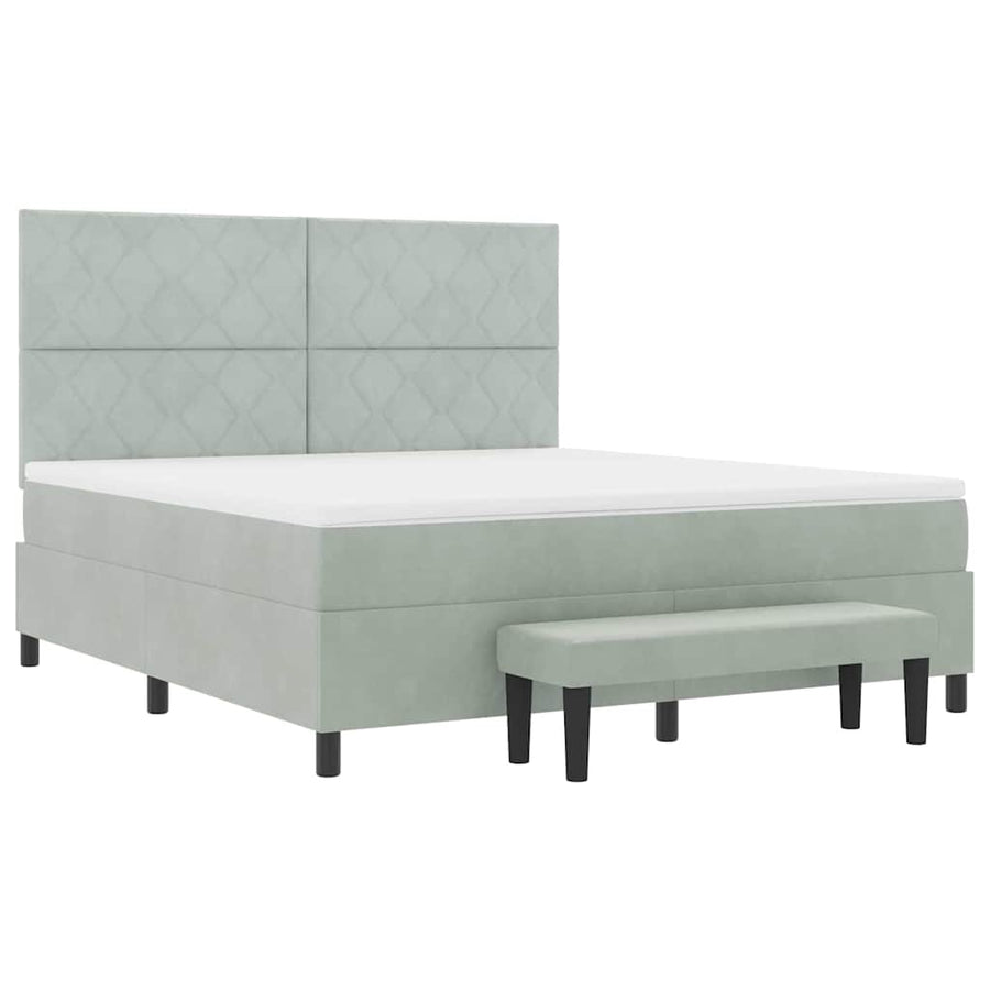 Boxspring bed met matras Lichtgrijs 180 x 200 cm Fluweel