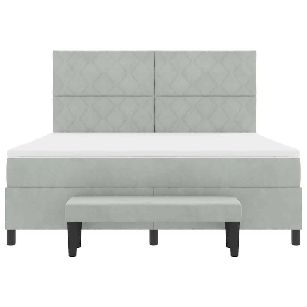 Boxspring bed met matras Lichtgrijs 180 x 200 cm Fluweel