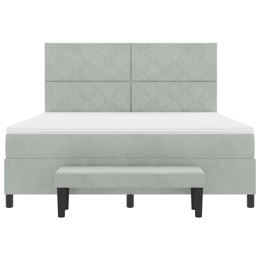 Boxspring bed met matras Lichtgrijs 180 x 200 cm Fluweel