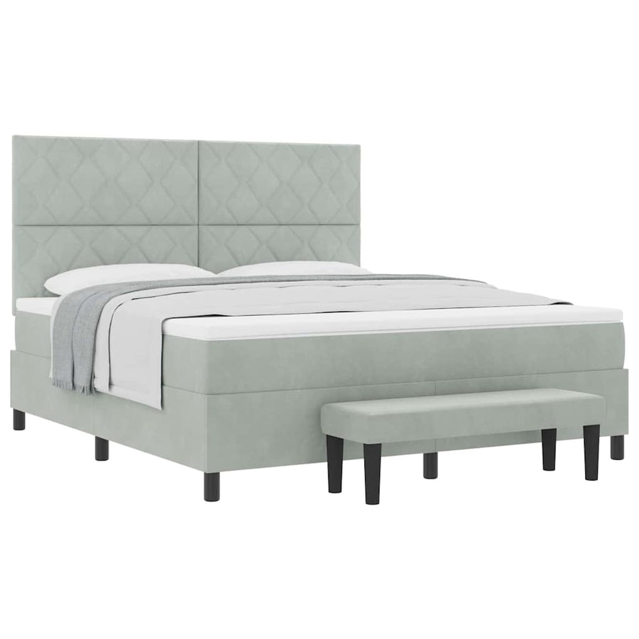 Boxspring bed met matras Lichtgrijs 180 x 200 cm Fluweel