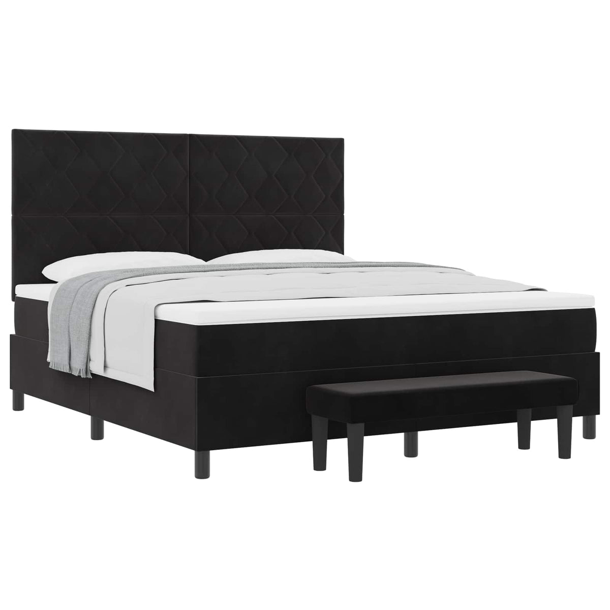Boxspring bed met hoofdeinde Zwart 200 x 180 cm Fluweel