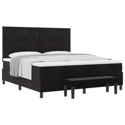 Boxspring bed met hoofdeinde Zwart 200 x 180 cm Fluweel