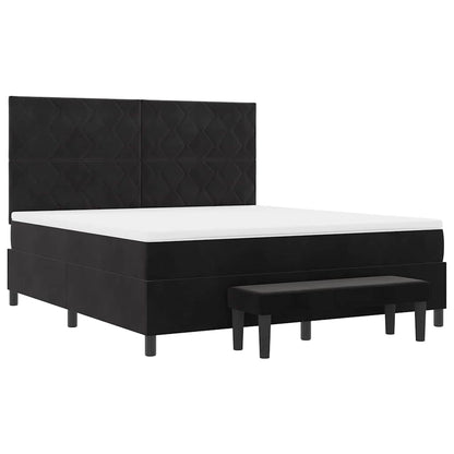 Boxspring bed met hoofdeinde Zwart 200 x 180 cm Fluweel