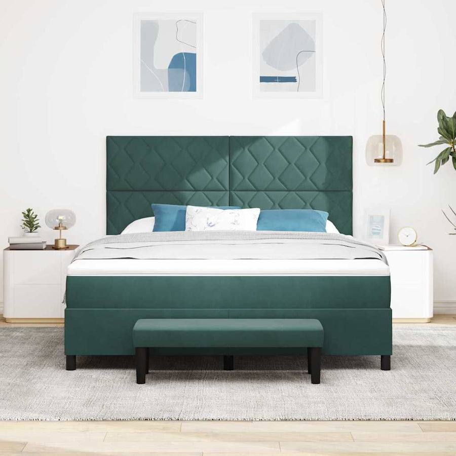 Boxspring bed met hoofdeinde Donkergroen 200 x 180 cm Fluweel