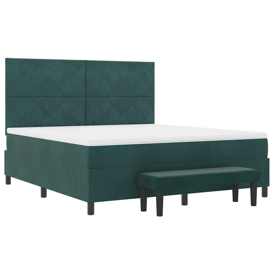 Boxspring bed met hoofdeinde Donkergroen 200 x 180 cm Fluweel