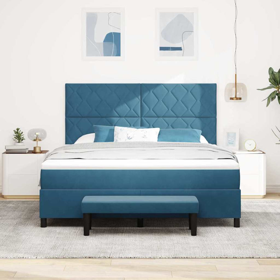 Boxspring bed met matras Donkerblauw 180 x 200 cm Fluweel