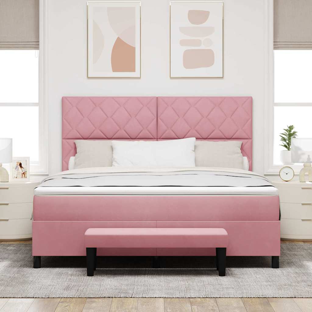 Boxspring Bed Met Matras Fluweel Roze 180 x 200 cm